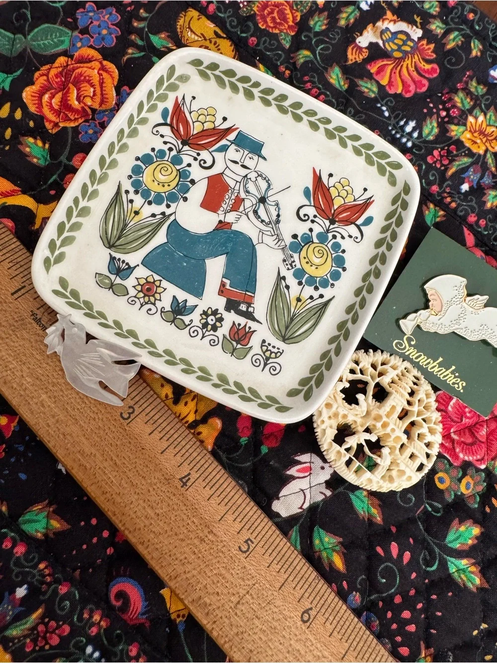 Vintage SAGA Figgio Flint Norway Norsk Design 4” x 4” Trinket Dish Wall Hanging